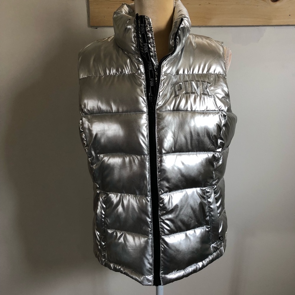 VS PINK limited edition silver puffer vest